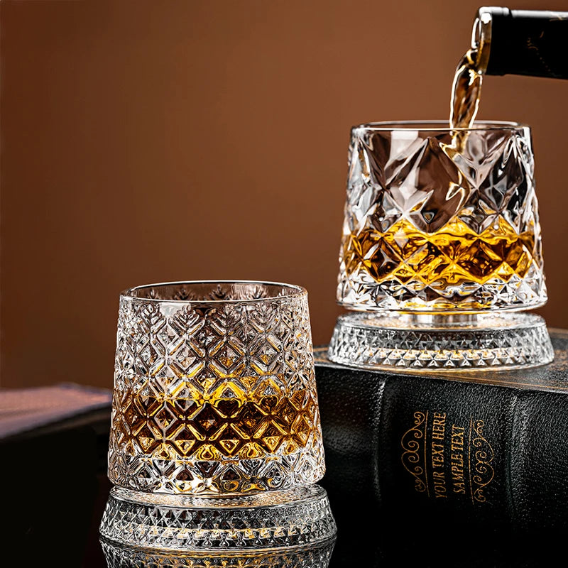 360° Rotating Crystal Whisky Glass