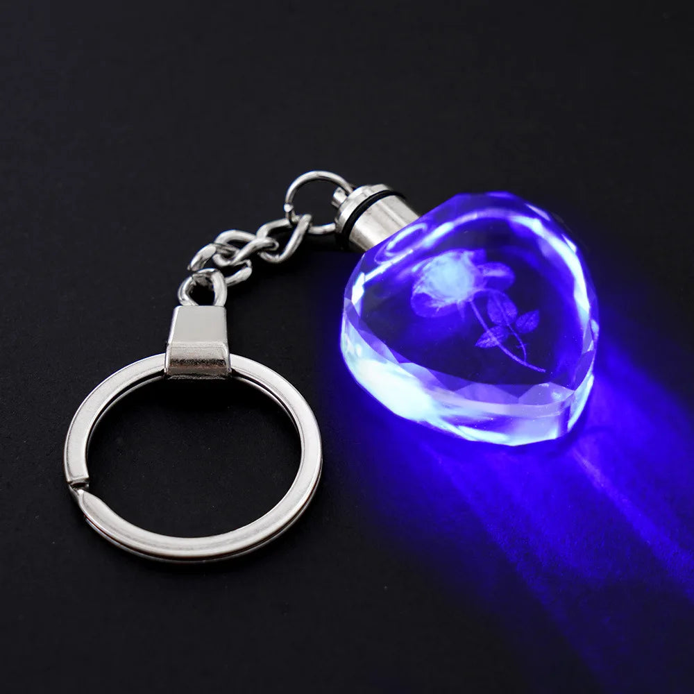 Colorful Fairy Rose LED Crystal Keychain