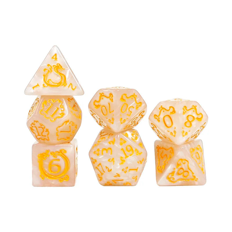 7PCS DND Dragon Pattern Polyhedral Dice Set