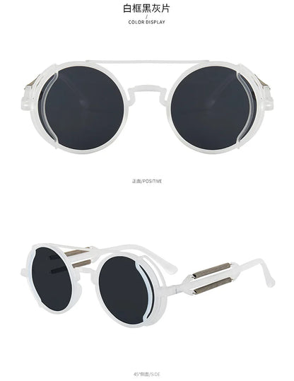 Gothic Steampunk Round Sunglasses – Retro Designer