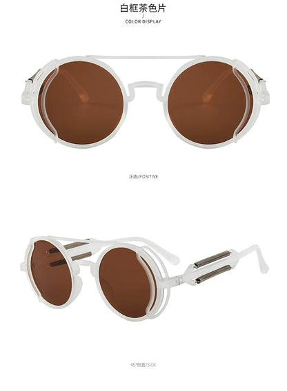 Gothic Steampunk Round Sunglasses – Retro Designer