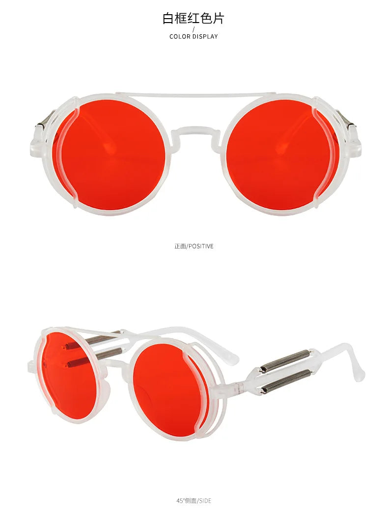 Gothic Steampunk Round Sunglasses – Retro Designer