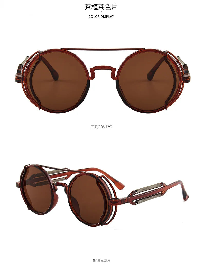 Gothic Steampunk Round Sunglasses – Retro Designer