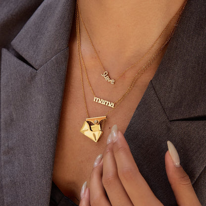 Openable Envelope Pendant Necklace – Collarbone Chain