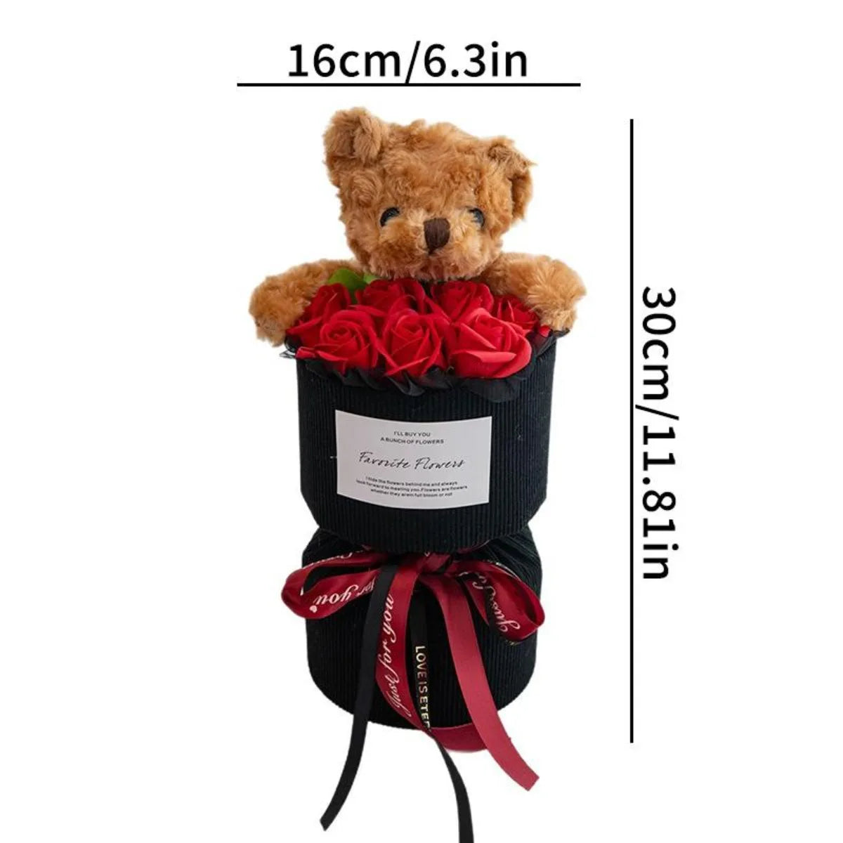 Valentine's Day Gift for Her Rose Bouquet with Cute Bear