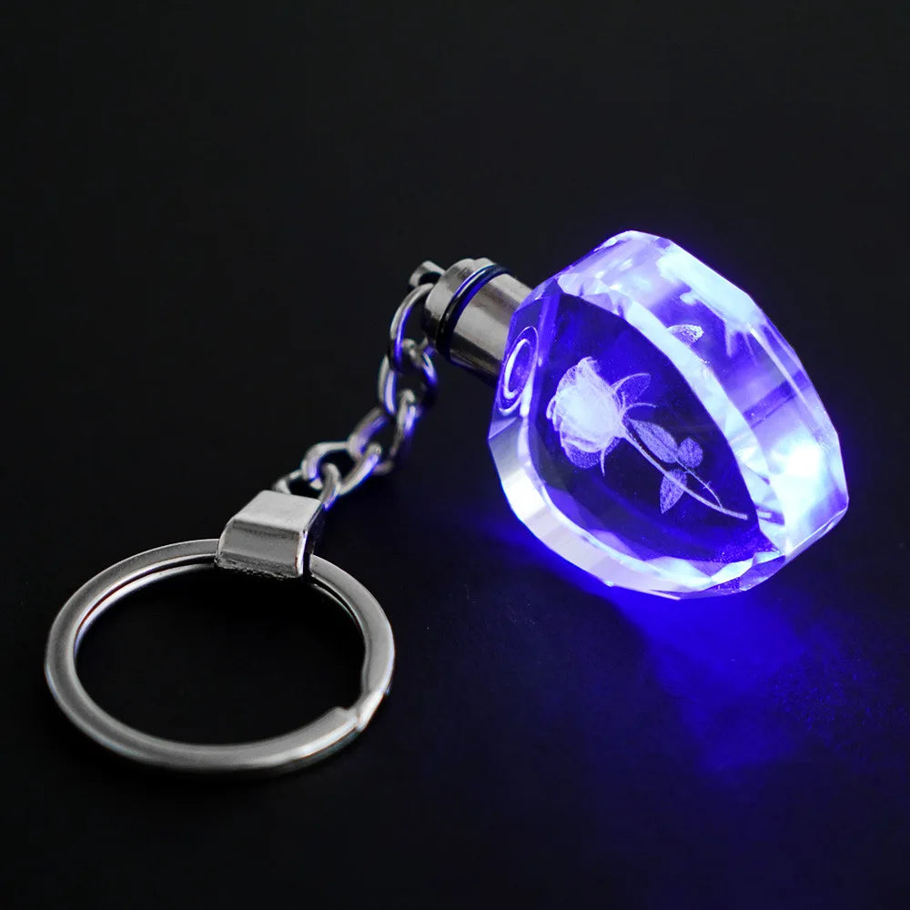 Colorful Fairy Rose LED Crystal Keychain