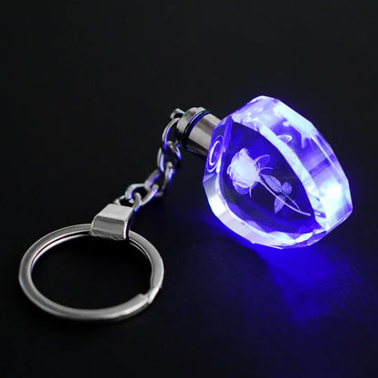 Colorful Fairy Rose LED Crystal Keychain