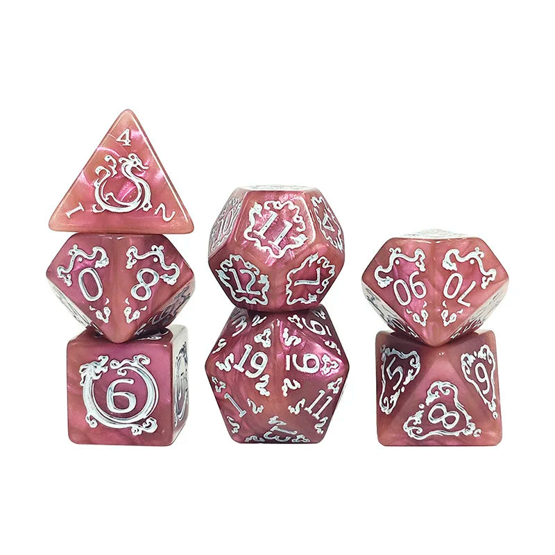7PCS DND Dragon Pattern Polyhedral Dice Set