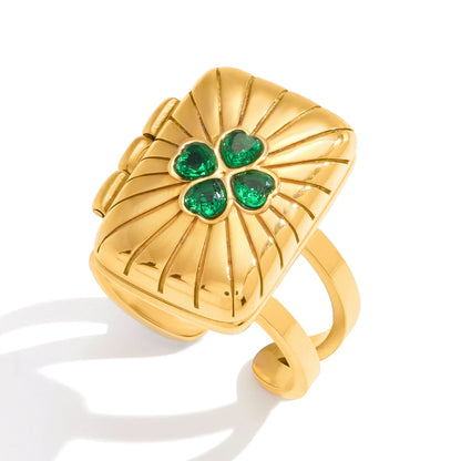 Rhinestone Tarot Card Open Ring – 18K Gold Plated