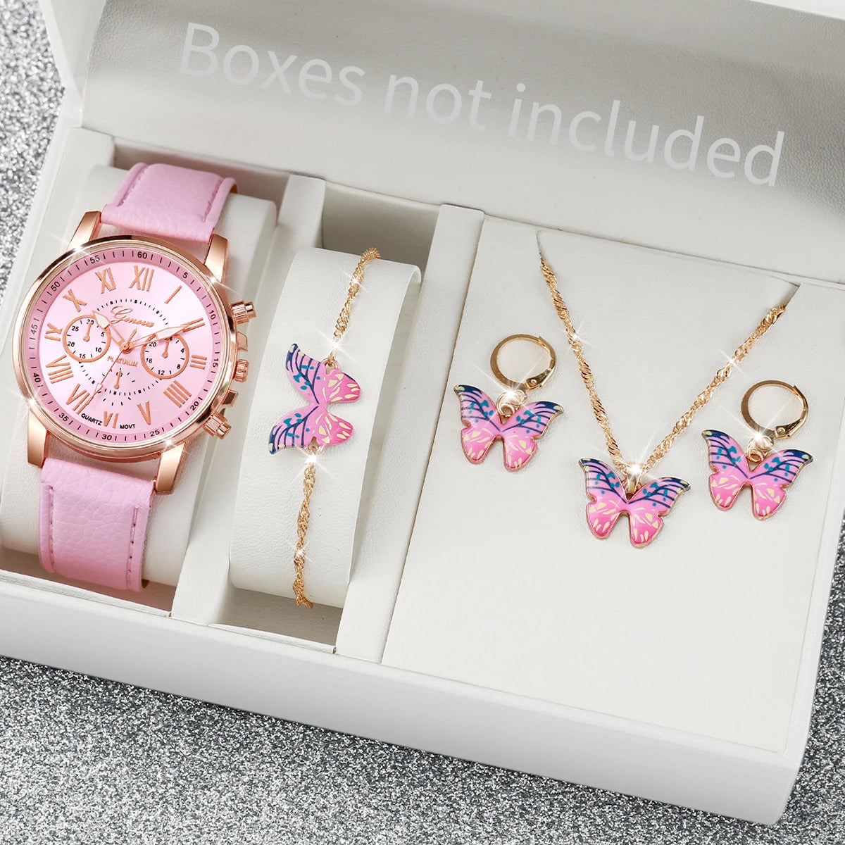 Women’s Quartz Watch & Heart Rhinestone Jewelry Set
