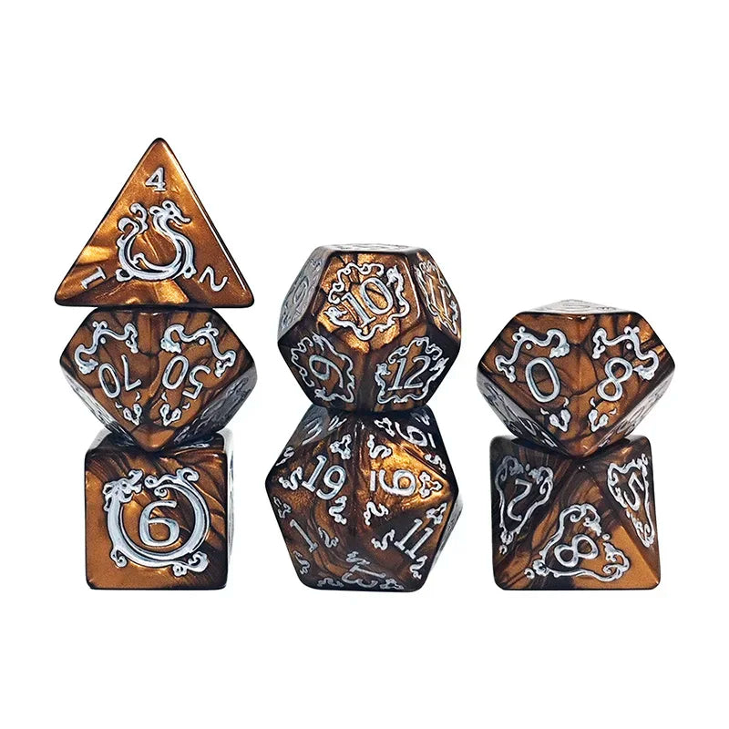 7PCS DND Dragon Pattern Polyhedral Dice Set