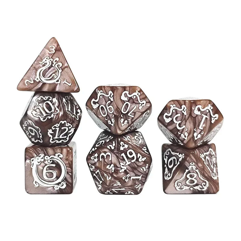 7PCS DND Dragon Pattern Polyhedral Dice Set