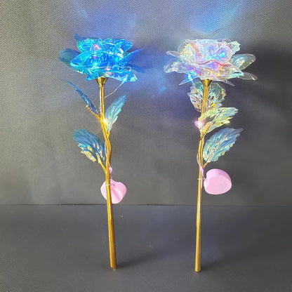 2PCS LED 24K Foil Plated Rose Artifical Flower Gift Set
