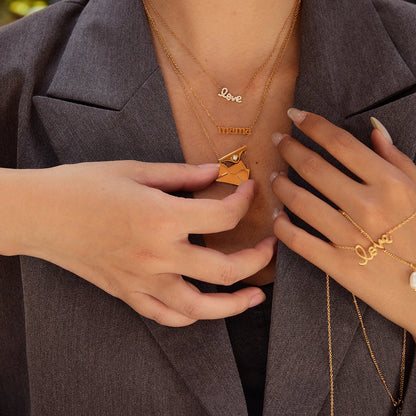 Openable Envelope Pendant Necklace – Collarbone Chain