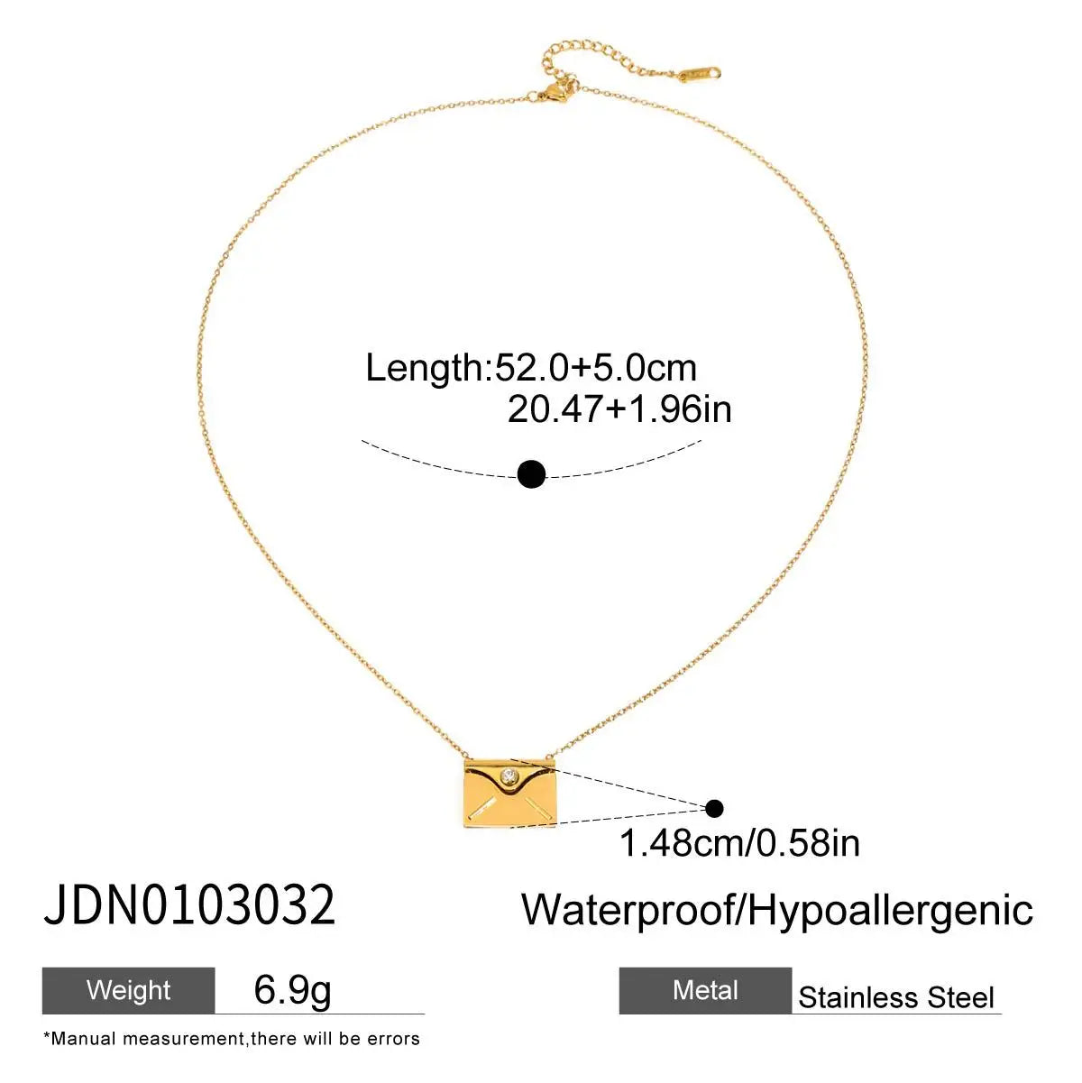 Openable Envelope Pendant Necklace – Collarbone Chain