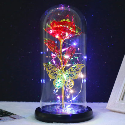 Galaxy Rose LED Lamp with Butterfly