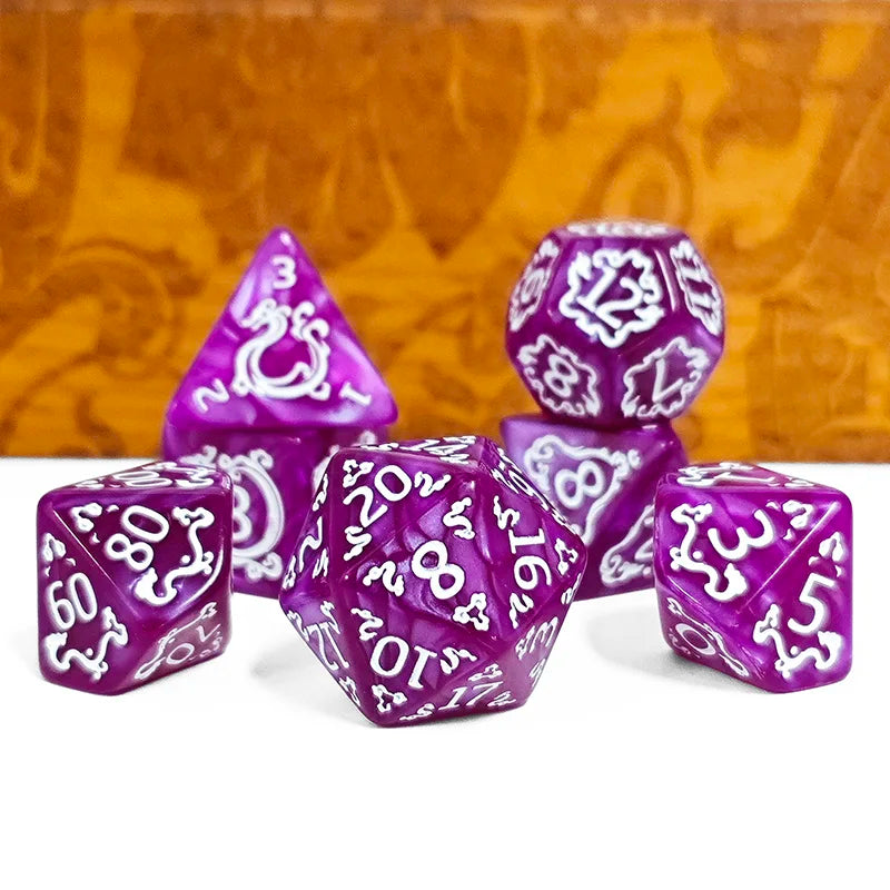 7PCS DND Dragon Pattern Polyhedral Dice Set