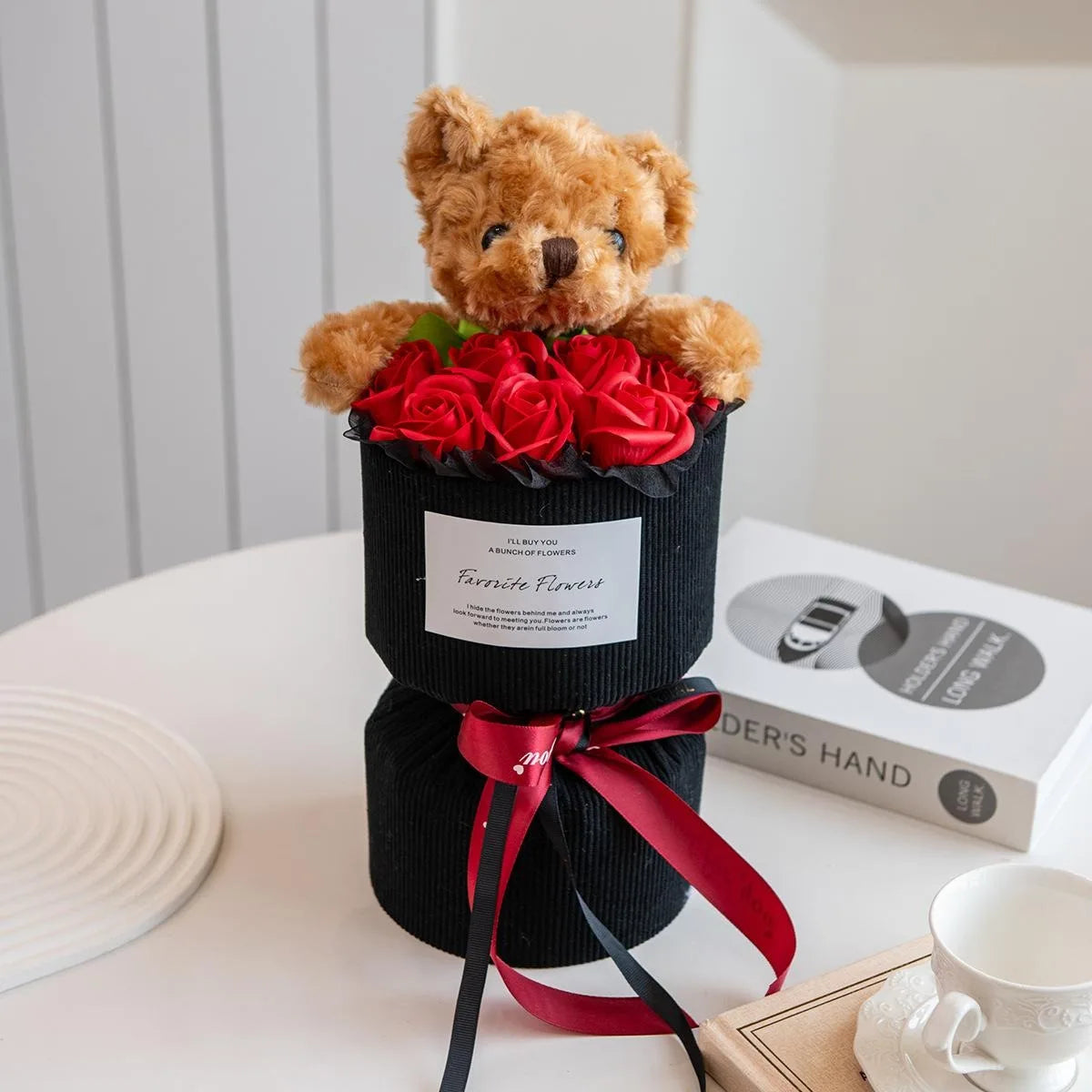 Valentine's Day Gift for Her Rose Bouquet with Cute Bear
