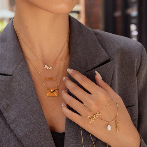 Openable Envelope Pendant Necklace – Collarbone Chain