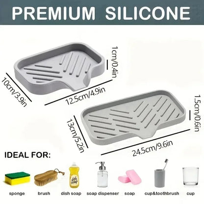 Sink Silicone Tray With drain Soap Sponge Storage Holder