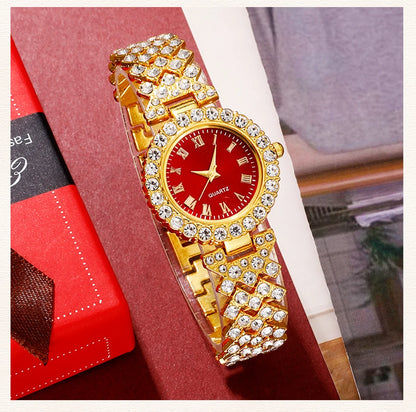 Golden Luxury Watch & Jewelry Set for Women