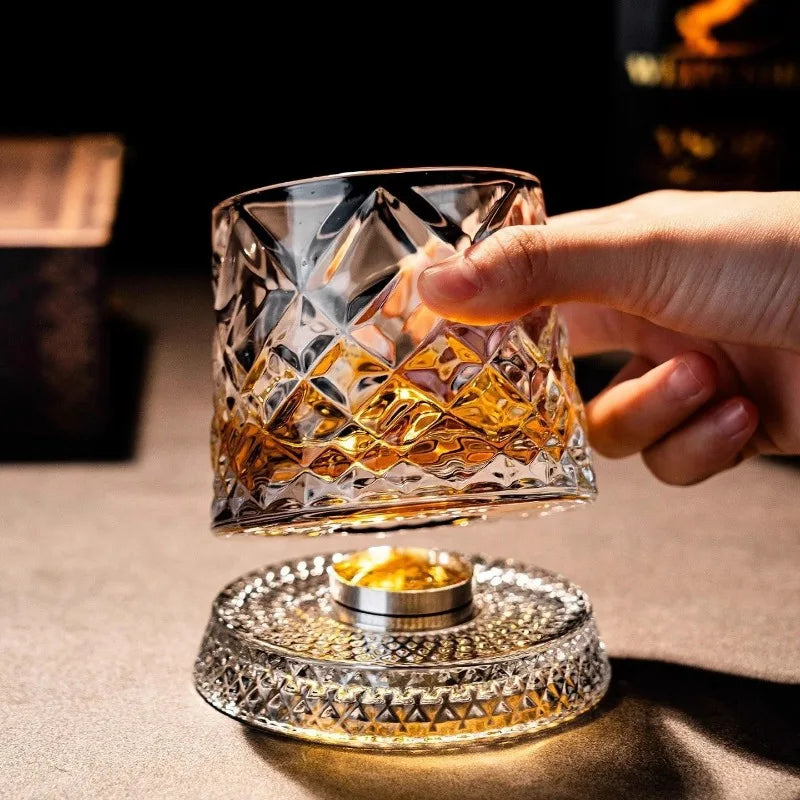 360° Rotating Crystal Whisky Glass