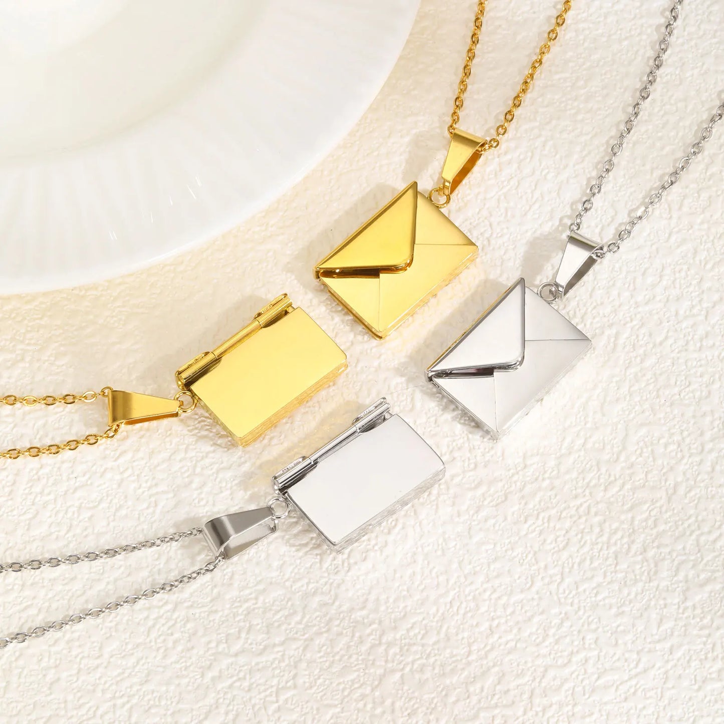 Personalized Photo Locket Necklace Envelope Love Letter Shape Pendant for Women, Customized Picture Pendant Gifts