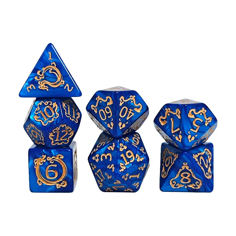 7PCS DND Dragon Pattern Polyhedral Dice Set