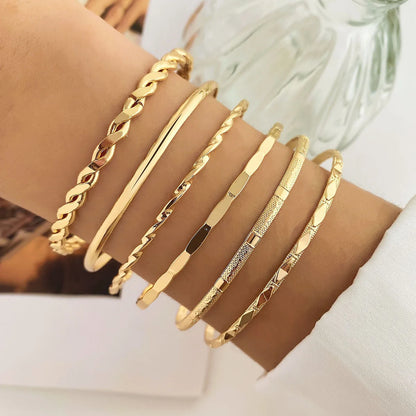 6PCS Gold Multilayer Bracelet Set for Women