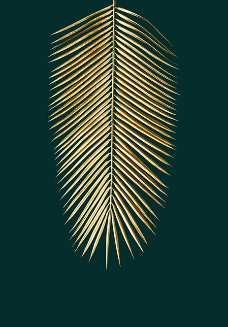 Modern Golden Green Plant Leaves Abstract Art Canvas