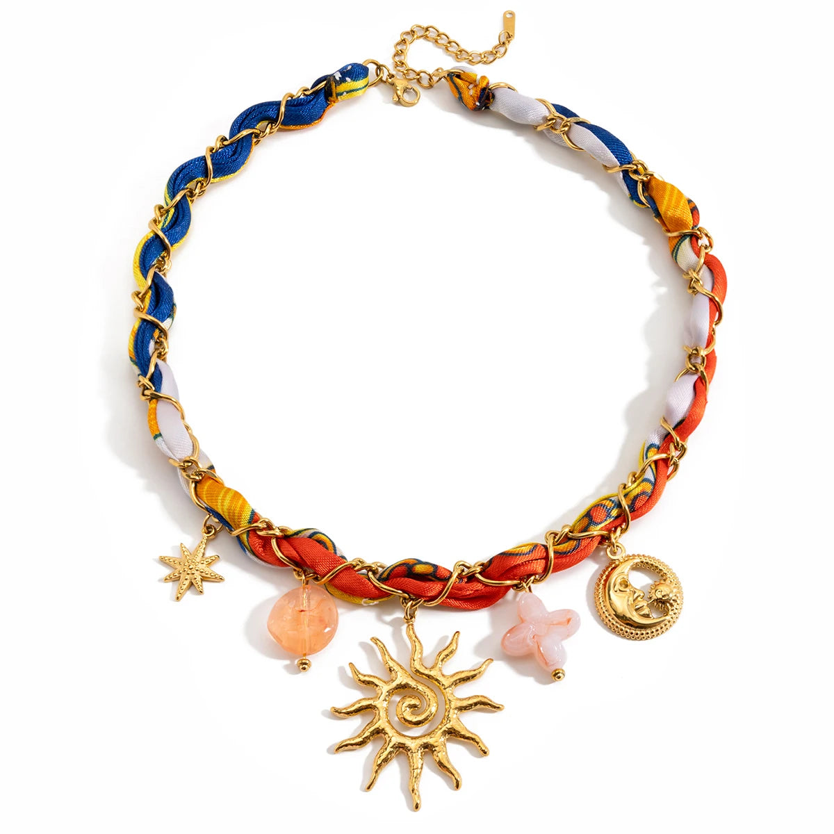 Bohemian Gold Plated Sun & Moon Pendant Necklace