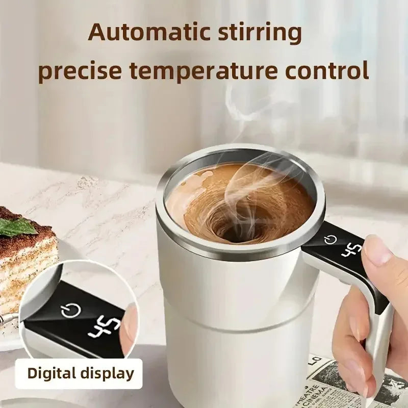 Electric Self-Mixing Coffee Mug with Digital Display