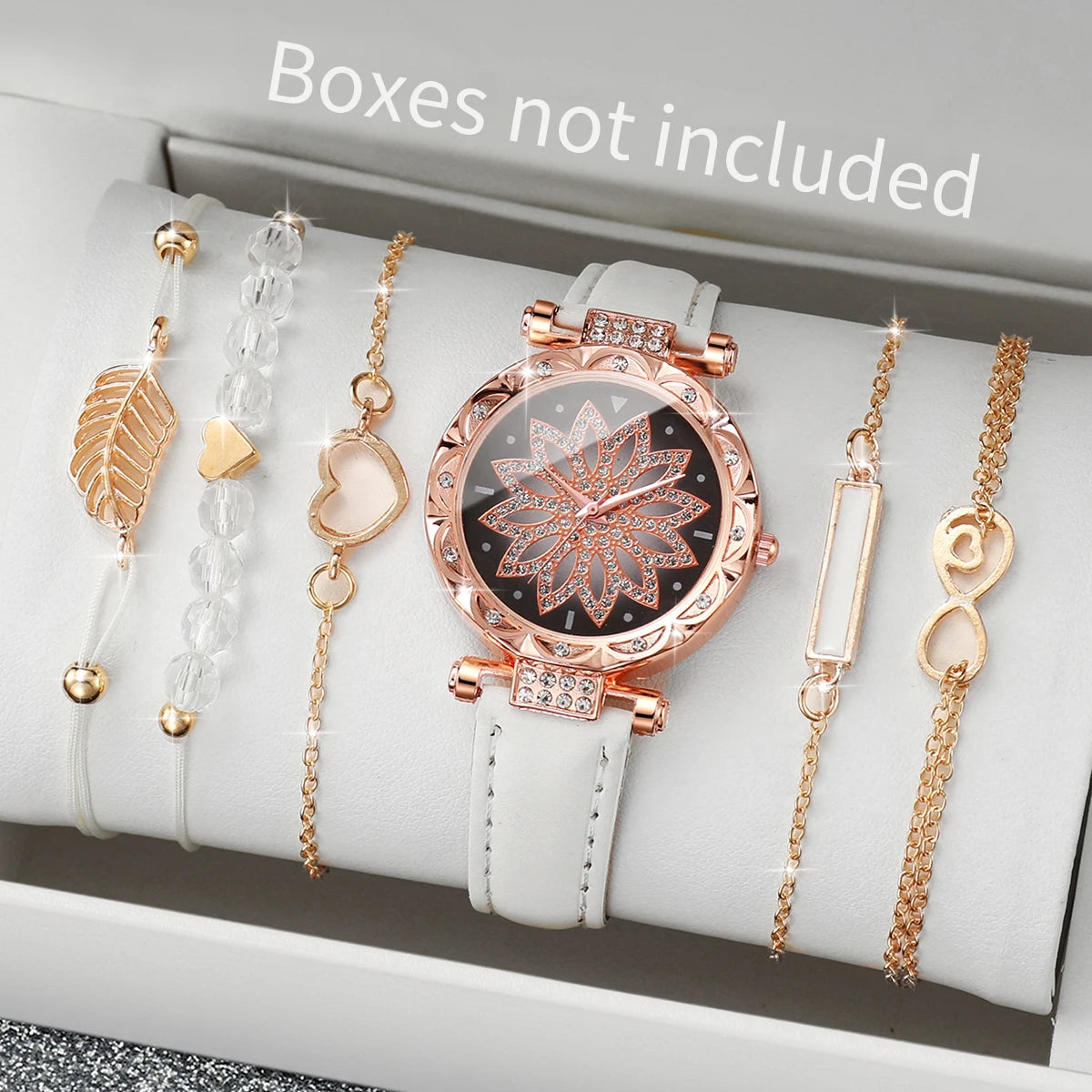 Women’s Heart Dial Watch & Bracelet Set – 6PCS