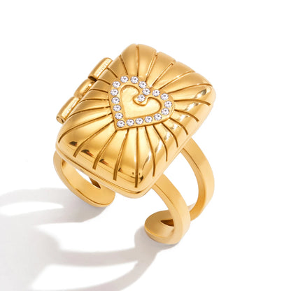 Rhinestone Tarot Card Open Ring – 18K Gold Plated