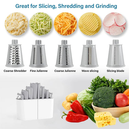 5 in 1 Rotary Cheese Grater Shredder