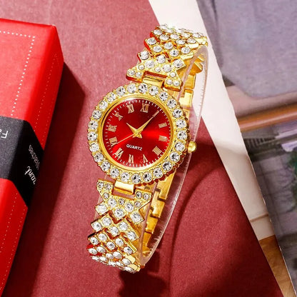 Golden Luxury Watch & Jewelry Set for Women