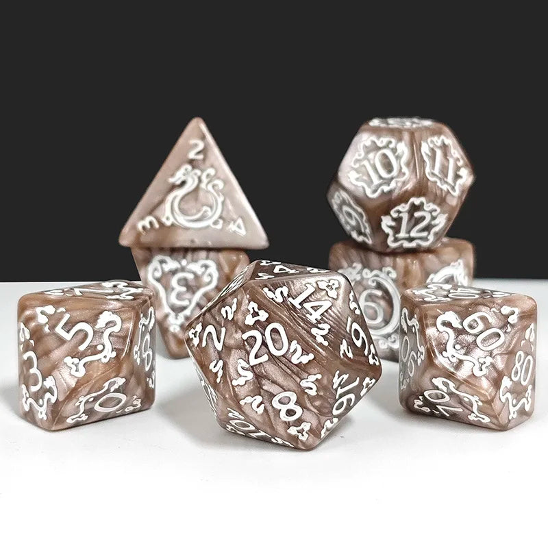 7PCS DND Dragon Pattern Polyhedral Dice Set