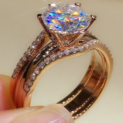 Rose Gold Cubic Zirconia Engagement Ring