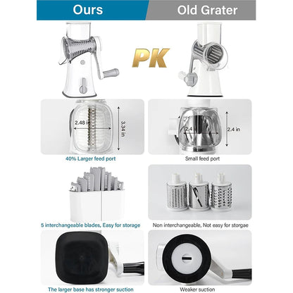 5 in 1 Rotary Cheese Grater Shredder