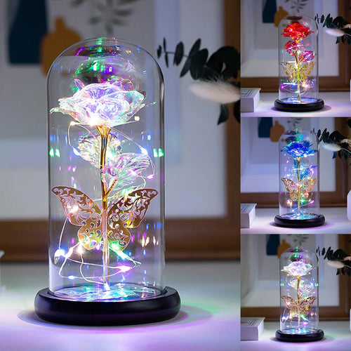 Galaxy Rose LED Lamp with Butterfly