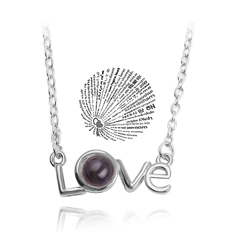 "I Love You" 100 Languages Projection Necklace