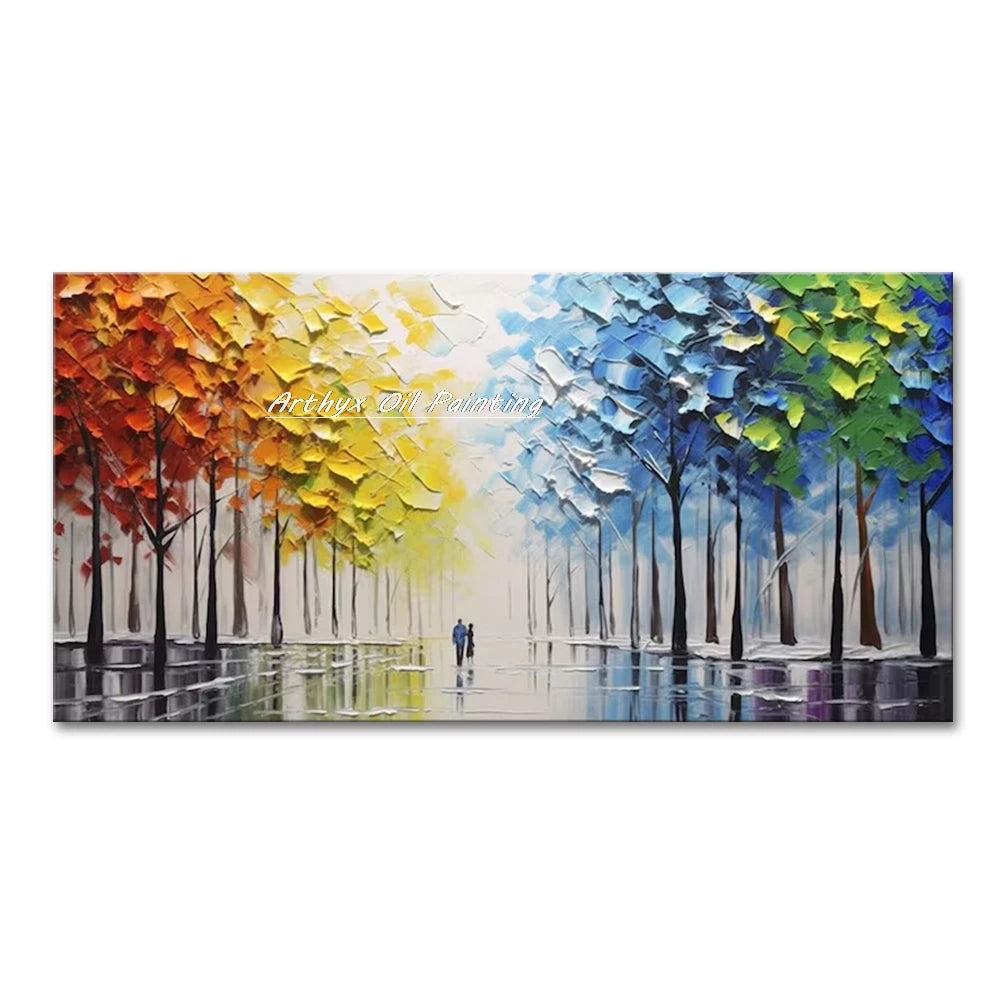 Palette Knife Tree Oil Painting on Canvas