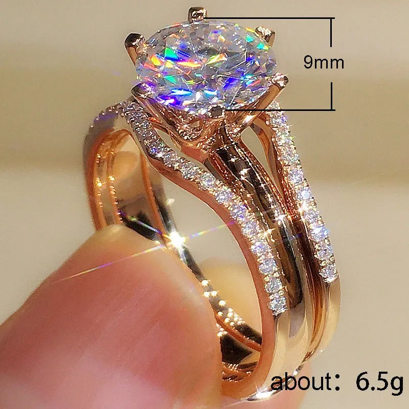 Rose Gold Cubic Zirconia Engagement Ring