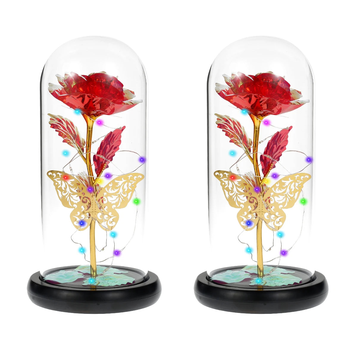 Galaxy Rose LED Lamp with Butterfly