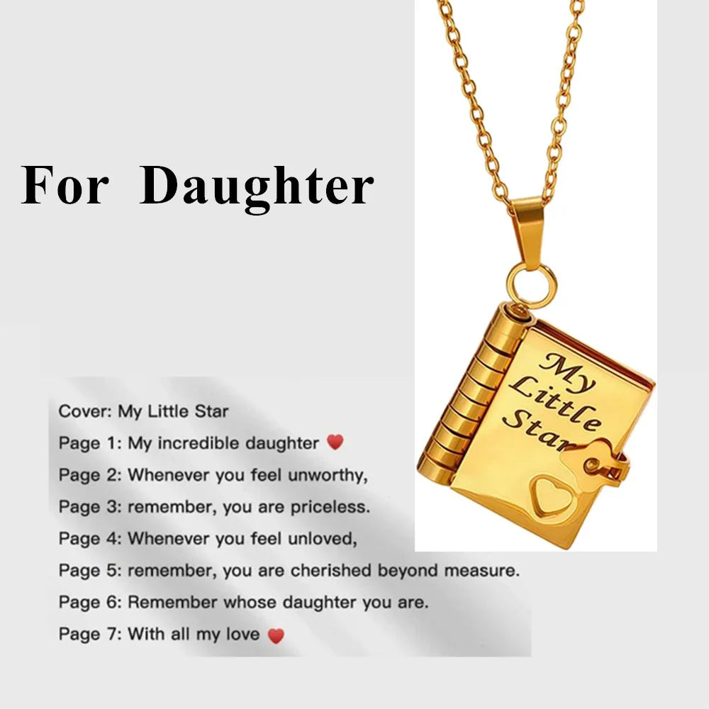 “My Love” Engraved Book Locket Necklace