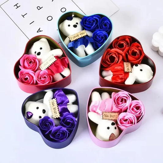 Rose Bear Soap Flower Gift Box