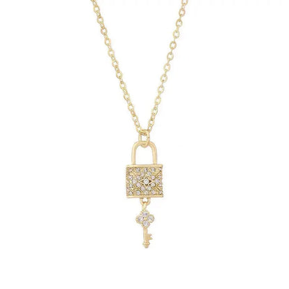 Zircon Crystal Lock Pendant Necklace – Luxury Party Jewelry