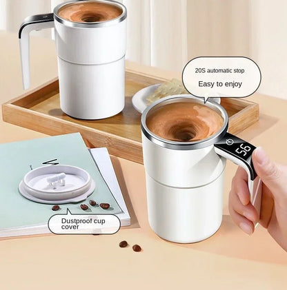 Electric Self-Mixing Coffee Mug with Digital Display