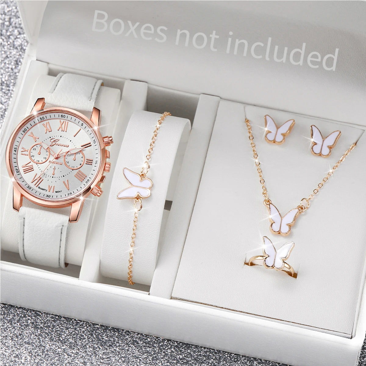 Women’s Quartz Watch & Heart Rhinestone Jewelry Set