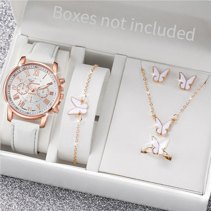 Women’s Quartz Watch & Heart Rhinestone Jewelry Set